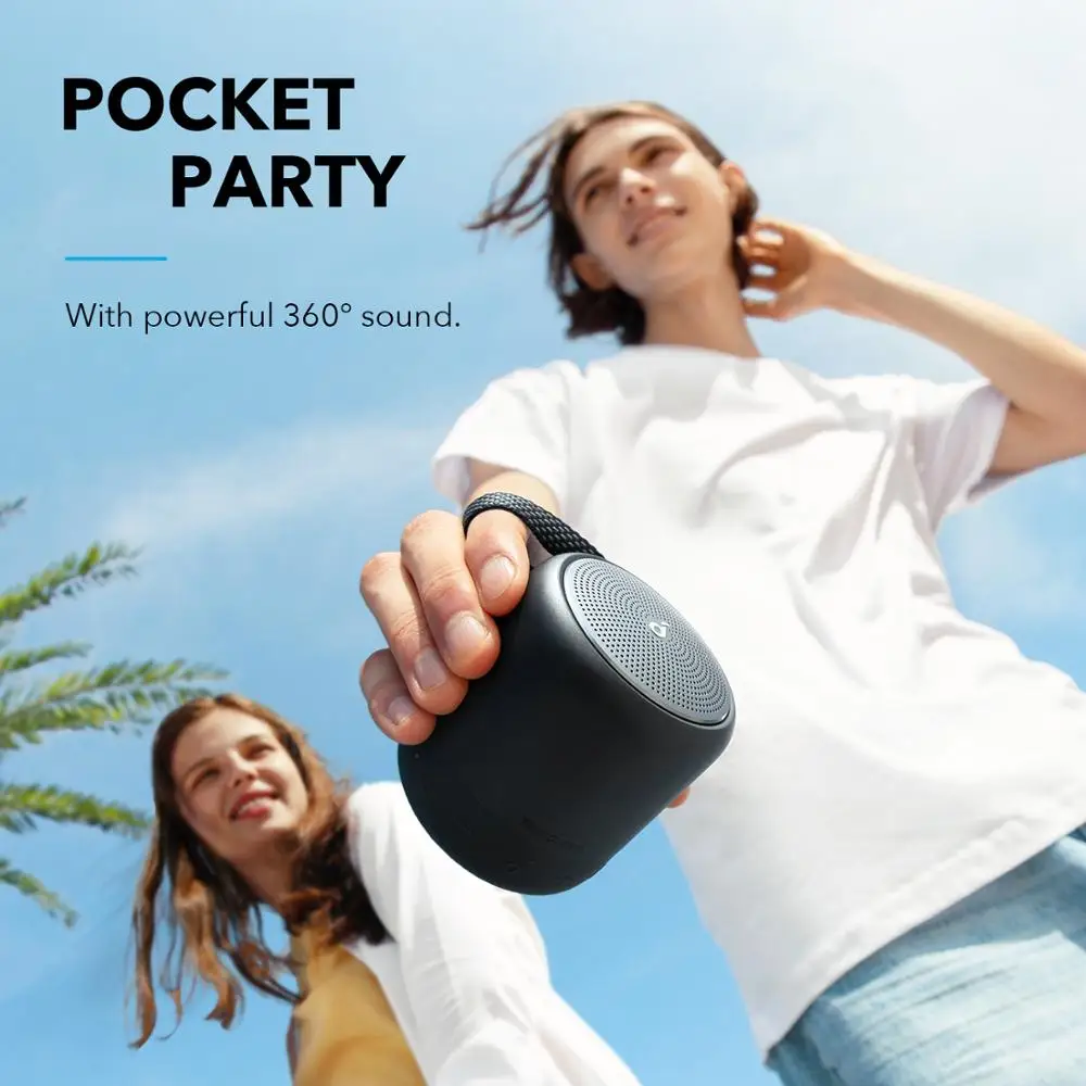 Anker-Soundcore Mini 3 블루투스 스피커, BassUp 및 PartyCast 기술, USB-C, 방수 IPX7 및 맞춤형 EQ