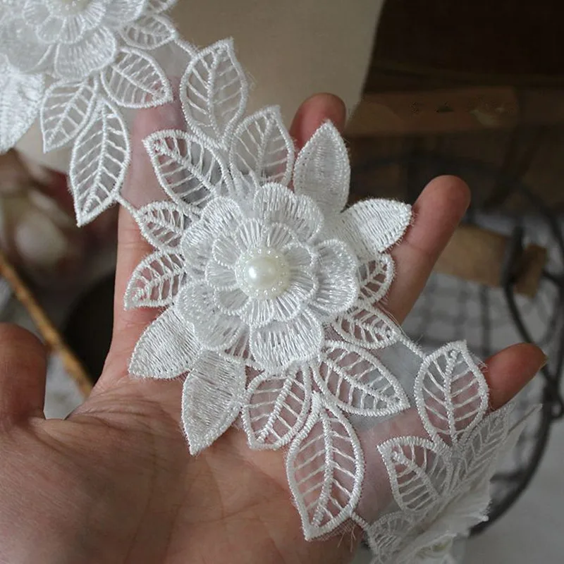 5 Pieces Of High-quality Organza Embroidery Beaded Lace Flower Applique DIY Clothes Skirt Hat Headwear Dress Patch Accessories