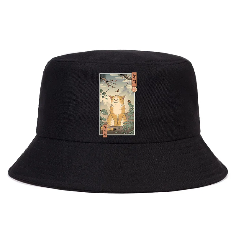 2021 Japanese new men Catana male/female print cartoon cat fishing hat panama hat