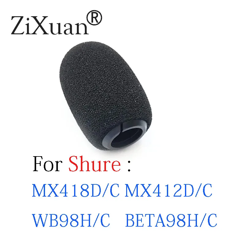 5pcs  Black Sponge Snap-fit Form Windscreens For Shure MX418D/C MX412D/C WB98H/C BETA98H/C Instrument Gooseneck Microphone