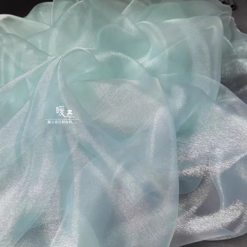 Glossy Tulle Fabric Mint Green Hazy Beauty DIY Patchwork Background Decor Various Skirt Gown Wedding Dress Designer Fabric