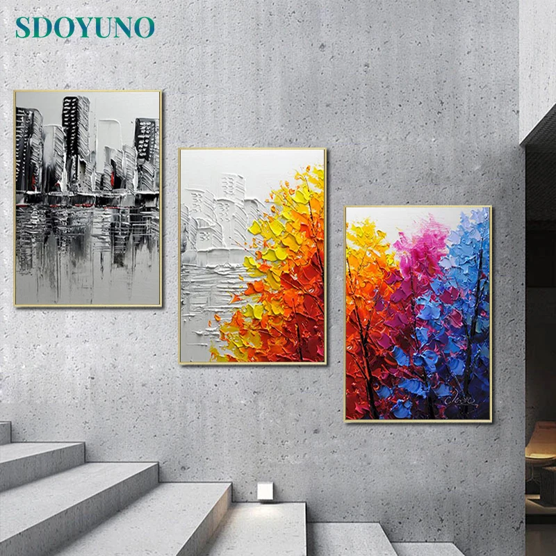 SDOYUNO Oil Painting By Numbers For Adult Scenery 3Pcs Diy Gift 40x50cm Paint By Numbers On Canvas Handpainted Kit Home Decor