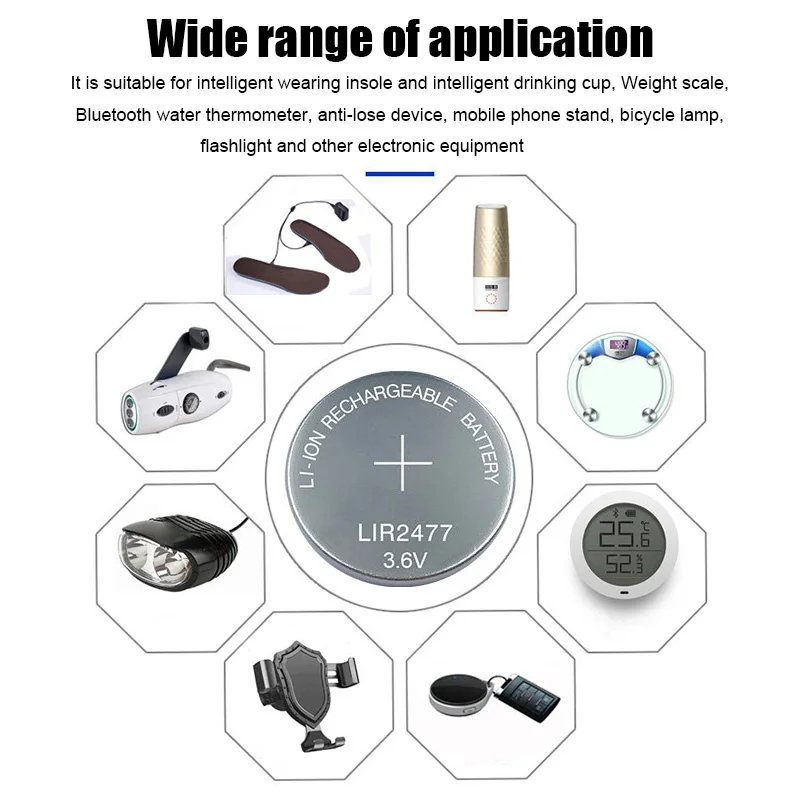3 шт., 3,6 В Кнопочная батарея LIR2477 CR2477, литиевая батарея 200 мАч, перезаряжаемая батарея в виде монеты для планшетов