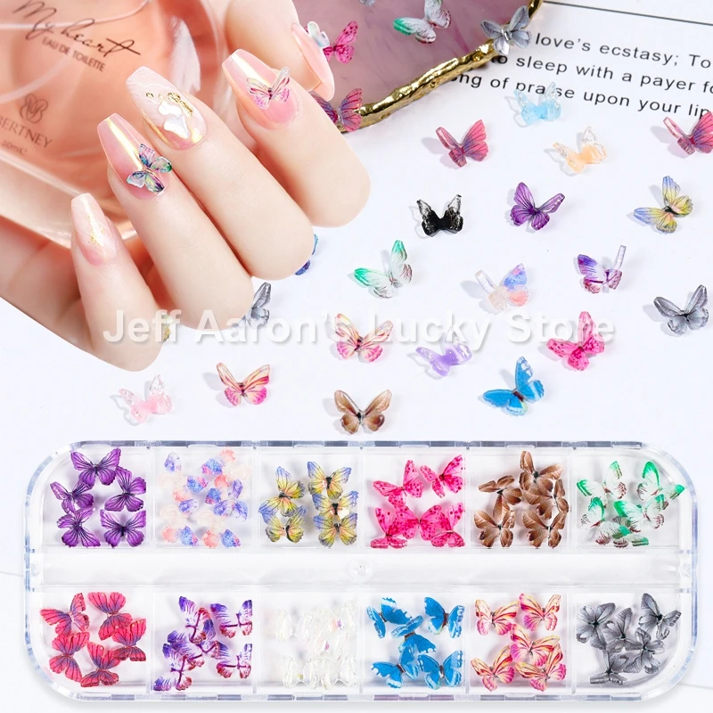 New Arrival 1 Box 3D Butterfly Nail Art Decorations Rhinestones Decal Kit Fake Nails Accessories Charms Manicure Supplies Tool