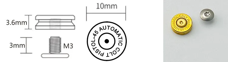 Bullet 45 Auto เปลือกทองเหลืองสกรูตกแต่ง DIY มีดกระเป๋าคลิปอะไหล่ทำมีดสกรู