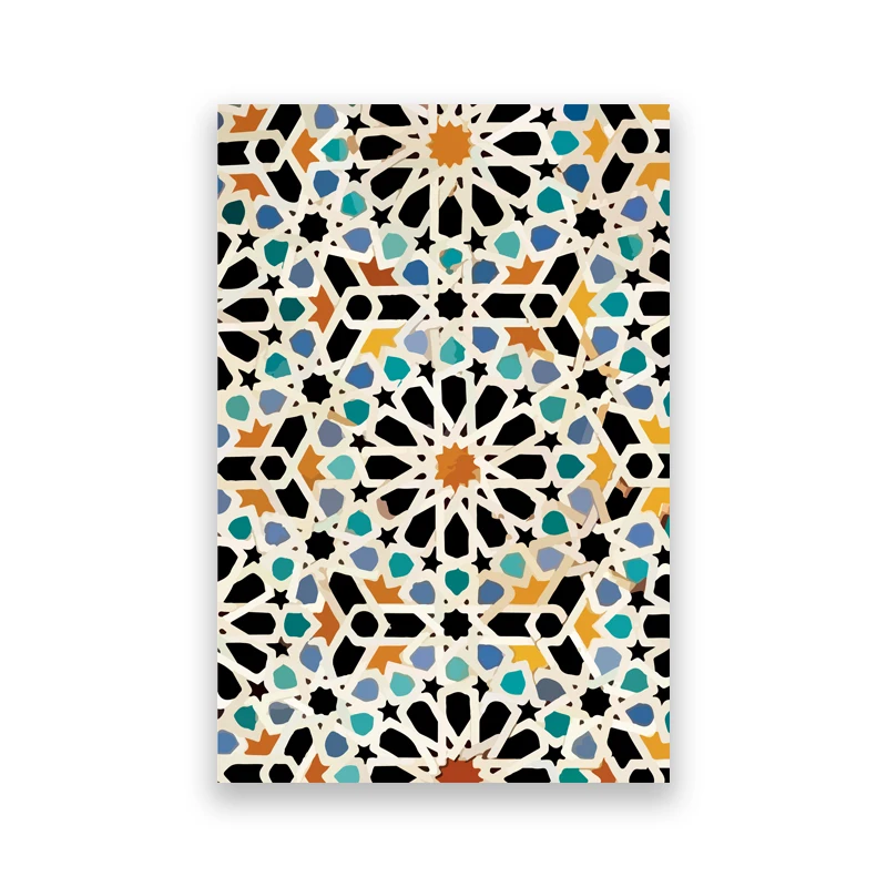 Moroccan Wall Art Canvas Painting Mosaic Oriental Arabic Posters and Prints Boho Style Decorative Pictures for Living Room Decor
