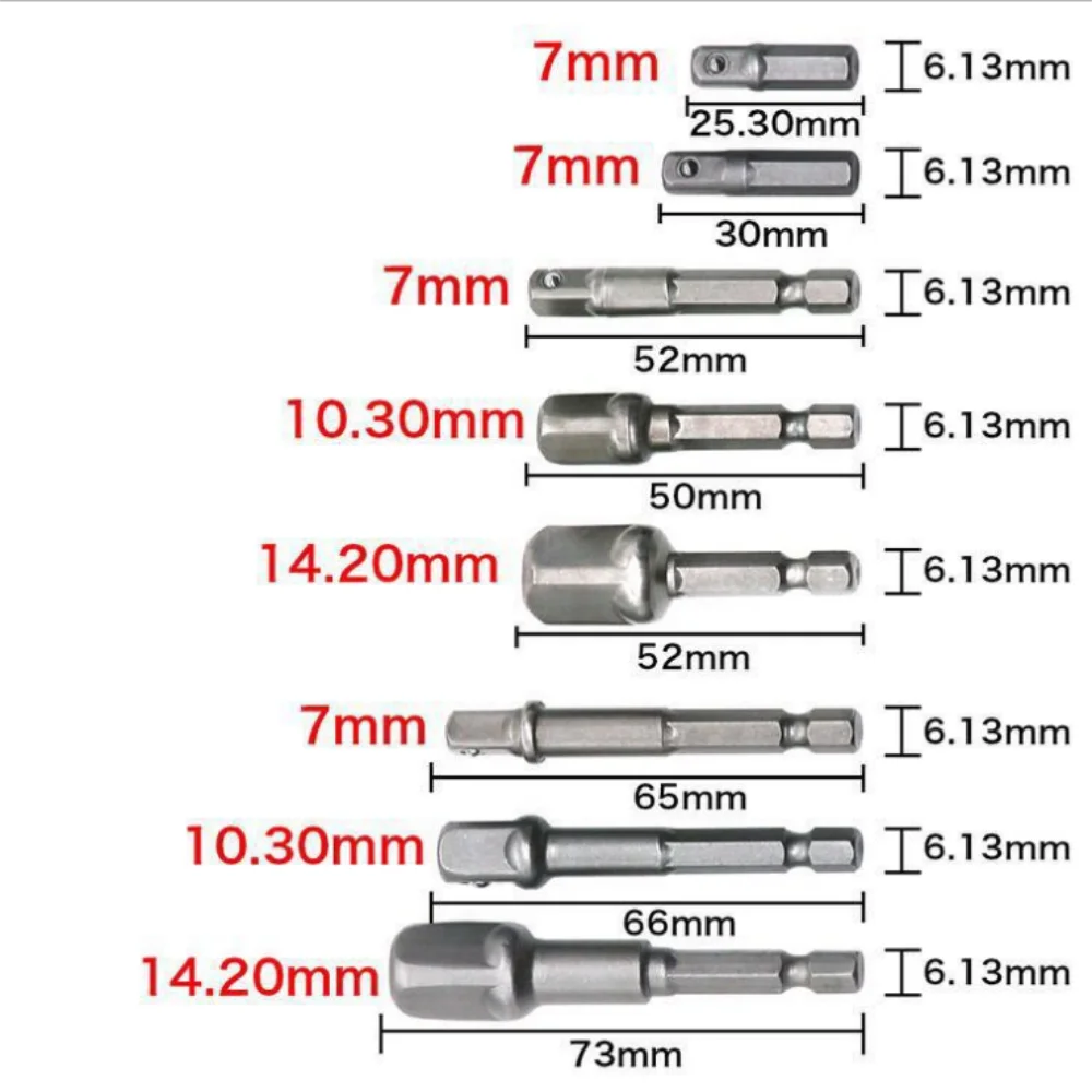 8pcs 1/2 3/8 1/4 electric screwdriver air screwdriver batch conversion adapter adapter rod sleeve connecting rod