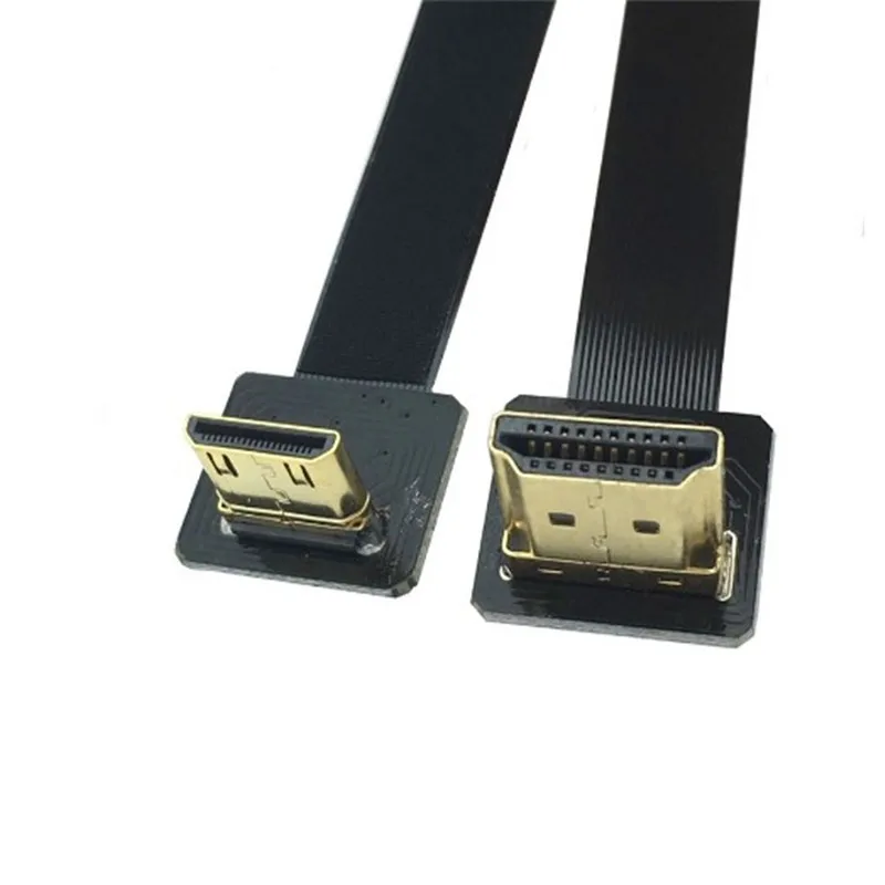 HDMI-compatible FPV Male 90 Degree Down Angled to MiniHDMI Down Angled HDTV FPC Flat Cable for Multicopter Aerial Photography