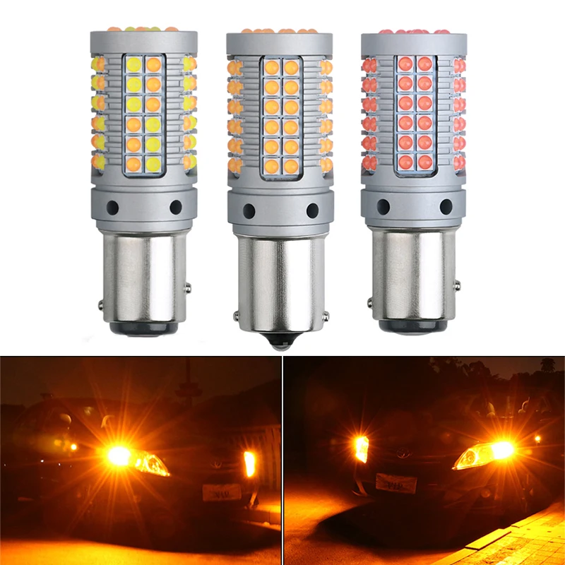 

2PCS 1156 P21W BA15S 1157 BAY15D P21/5W T20 7440 7443 W21W LED Canbus 3030 69SMD Turn Signal Light Auto Reverse Lamp Dual Color