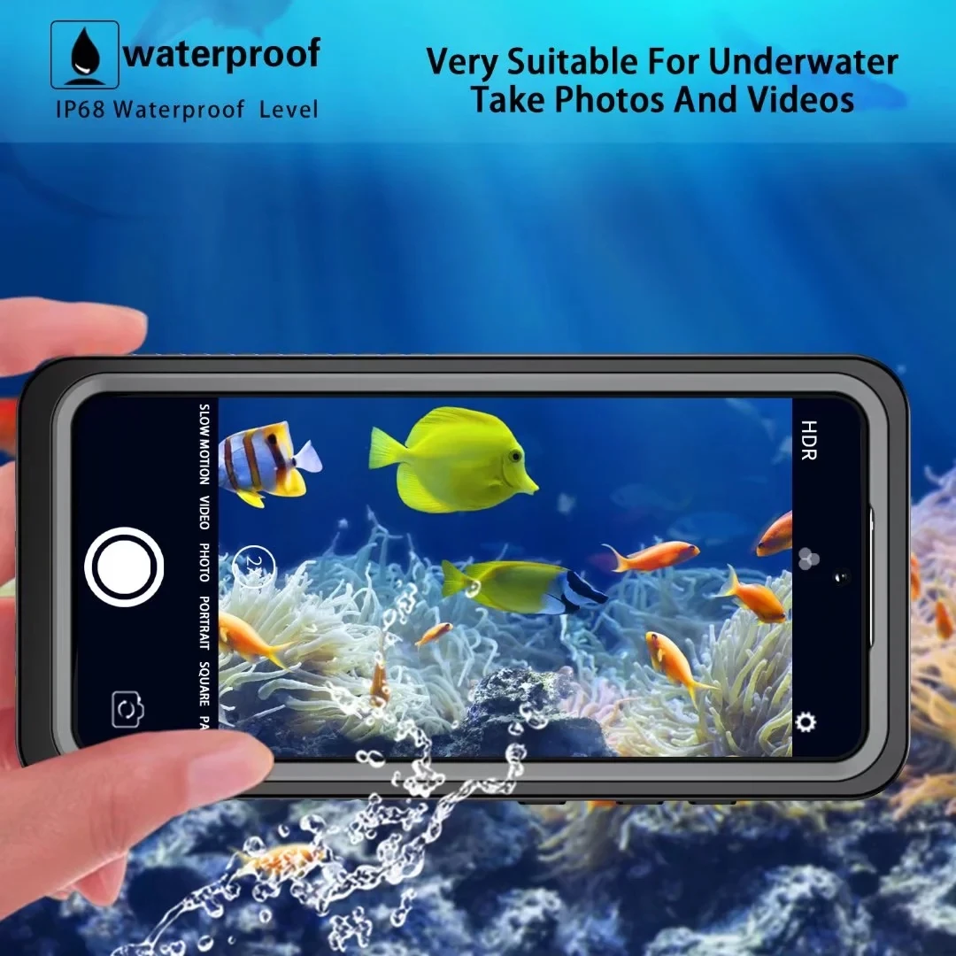 Shellbox IP68 Waterproof Case for Samsung Galaxy S21 FE Heavy Duty Military Shockproof Diving Case Built in Screen Protector