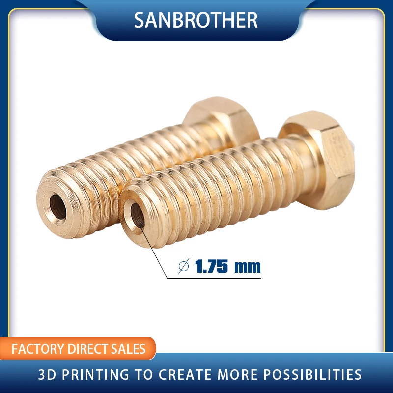 Bocal de bronze 0.4 da extrusora do bocal m6 do vulcão/0.6/0.8/1.0/1.2mm impressora 3d para o filamento de 1.75mm para as peças da impressora 3d