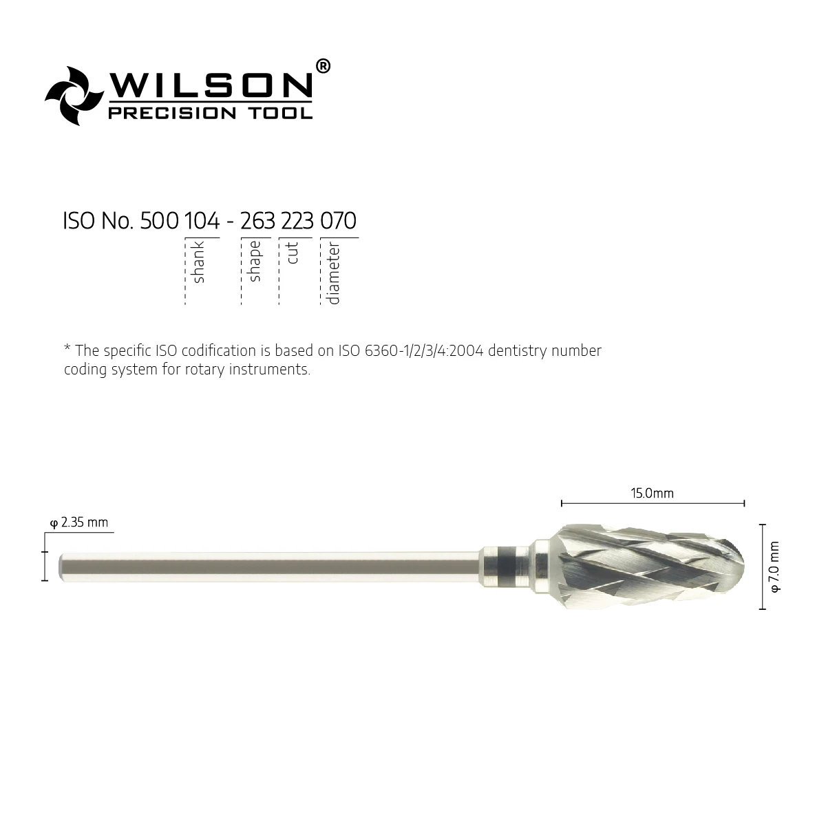 WILSON PRECISION TOOL 5000602-ISO 263 220 070 Tungsten Carbide Burs For Trimming Plaster