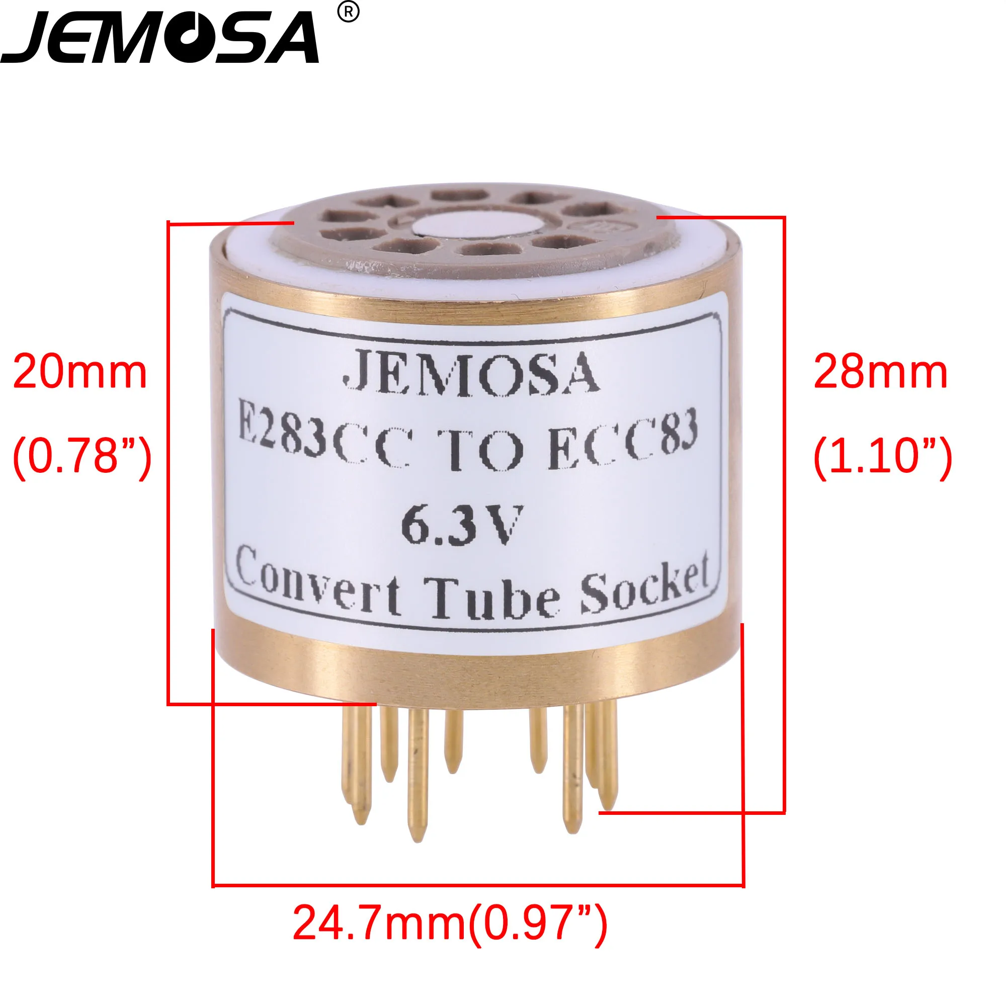 1ชิ้นซ็อกเก็ตหลอด9PIN E283CC กับ ECC83 12AX7 12AU7หลอด6.3V (ด้านล่าง) หลอดสูญญากาศแปลงอะแดปเตอร์เต้าเสียบเครื่องขยายเสียง
