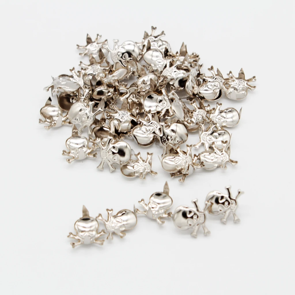 50Pcs Gothic Skeleton Skull Metal Studs Claw Rivets For Clothing Shoes Bags Decoration DIY Leather Craft