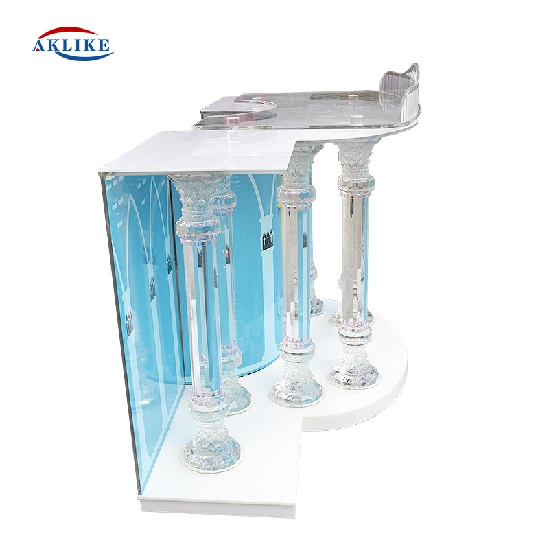 Popular Podium Church Service Lectern Clear Crystal Rostrum Pastor Cross Pulpit Wedding Ceremony Platform Modern Free Shipping