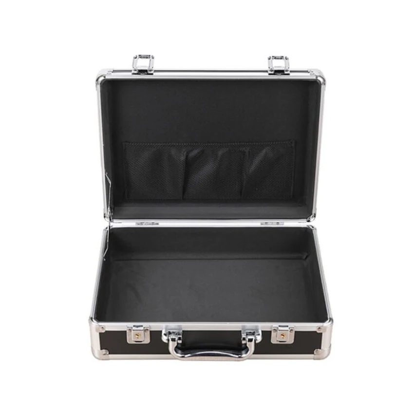 Aluminum Hard Case Briefcase Silver / Black Tool box Carrying Case with Cloth Lining Flight Cases Portable Equiment Tool Case