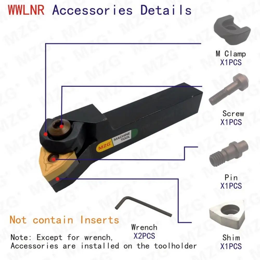 MZG WWLNR 2525M08 16mm 25mm External Solid Carbide Inserts Turning Tools Holders CNC Lathe Cutting Machining Boring Toolholders