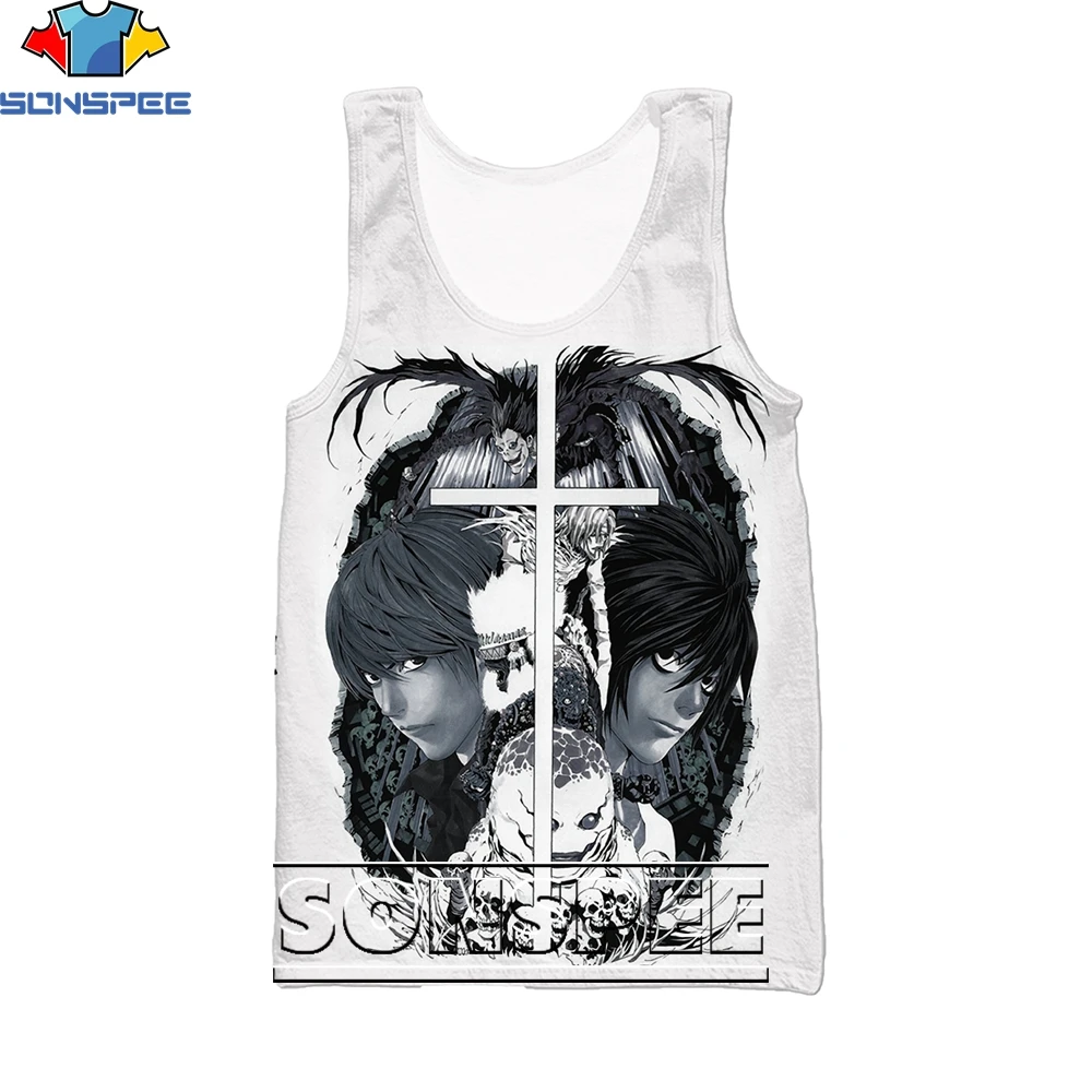 SONSPEE 3D Printing Death Note Anime Summer Sleeveless Vest Men/Women Fashion Hip Hop Personality Sports All-match Casual Top