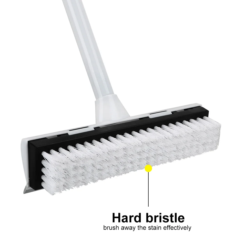 Carpet Brush Adjustable with Long Handle Rubber Scraper Floor Scrub Brush Stainless Metal Handle Scrubber with Stiff Bristles