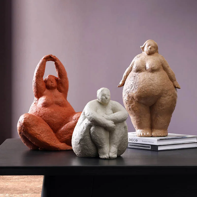 Abstract Fat Lady Figurines Vintage Woman Statue Tabletop Resin Crafts Gifts Home Decoration Ornaments Creative Figures