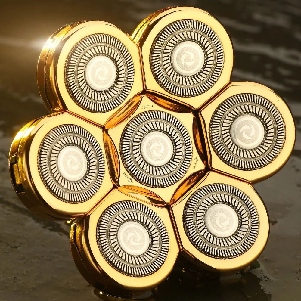 FOXSONIC wymienna głowica goląca golarka elektryczna 7D niezależnie 7 głowica tnąca pływająca głowica wodoodporne żyletki ze stali nierdzewnej