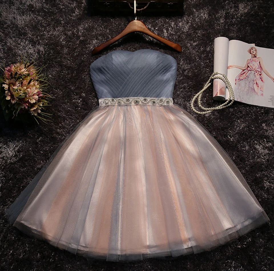 Flesh pink Gray Cocktail Dresses 2020 New Sweetheart Neck Graduation Short Prom Dress Elegant Women Party Night Homecoming Gowns