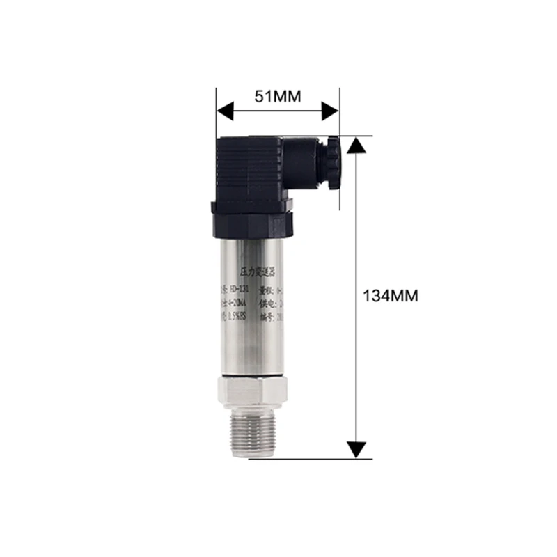 Water Oil Fuel Gas Air Pressure Transmitter High Accuracy Stainless Steel Sensor 12-36V 4-20mA 0-800bar Optional Transducer