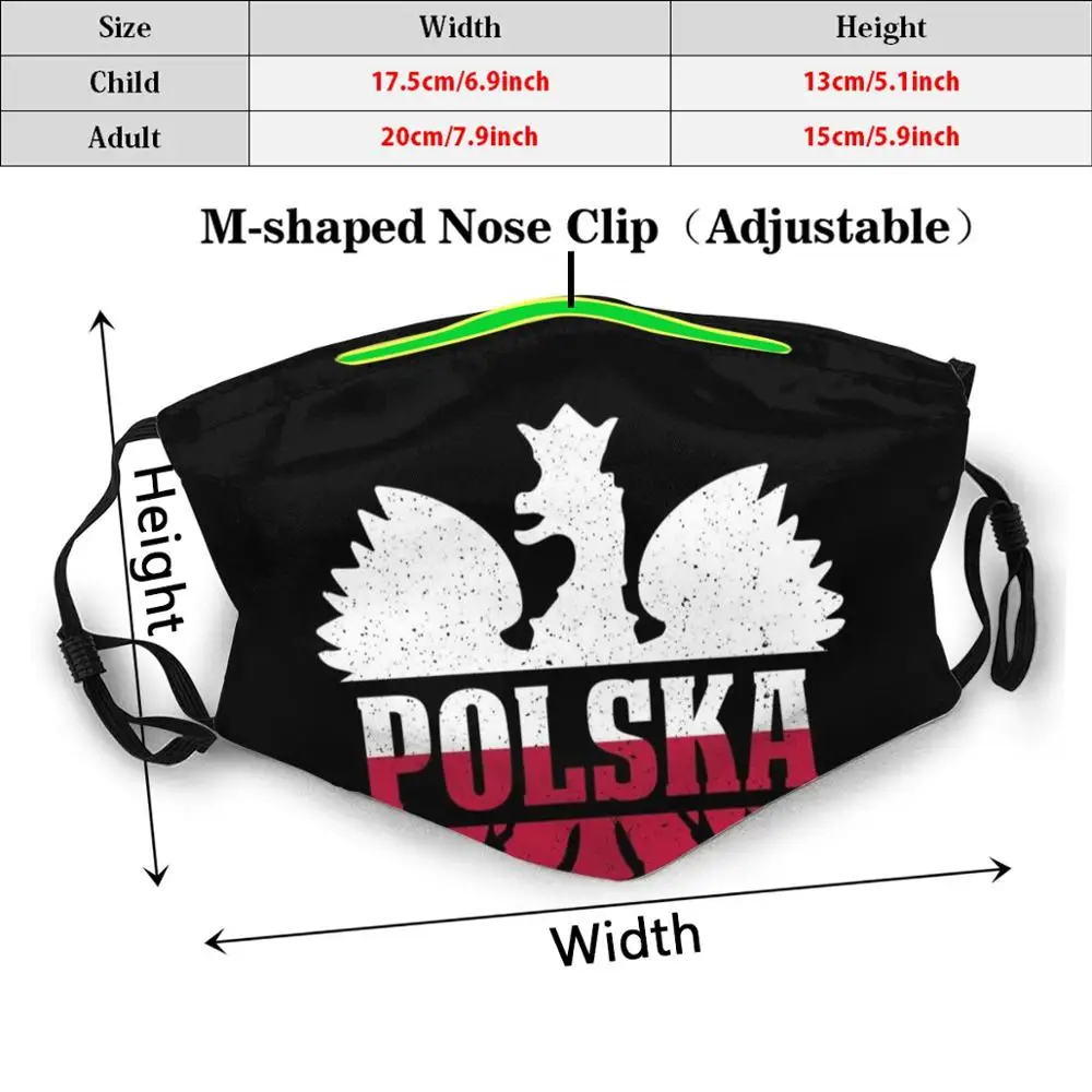 Polska Flag Logo Vintage Retro Eagle Polish Pride Poland Gear Funny Print Reusable Pm2.2711 Filter Face Mask Polish Pol Polska