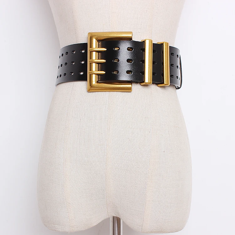 Women's Runway Fashion Genuine Leather Cummerbunds Female Dress Corsets Waistband Belts Decoration Wide Belt TB1820