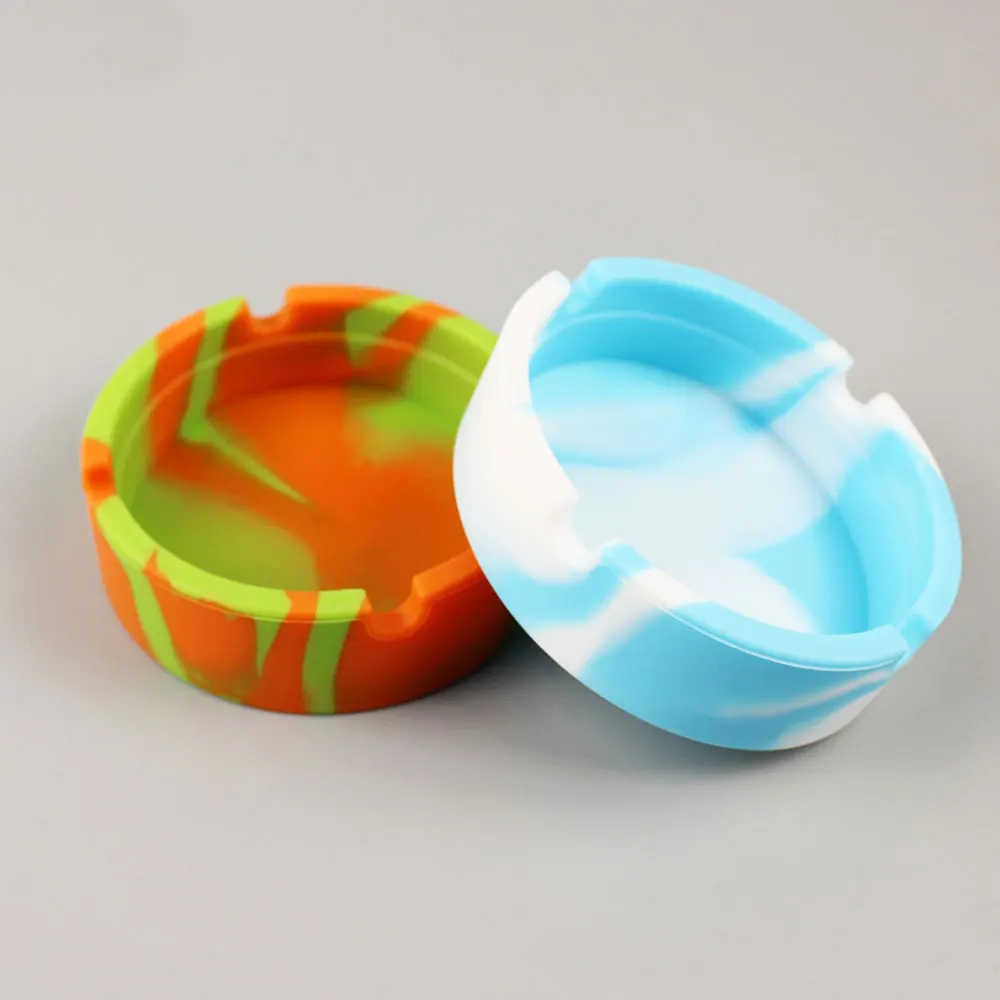 Silicone world Portable Silicone Round Ashtray Durable Soft Eco-friendly Ashtray High Temperature ResistanceAnti-fallAnti-slip