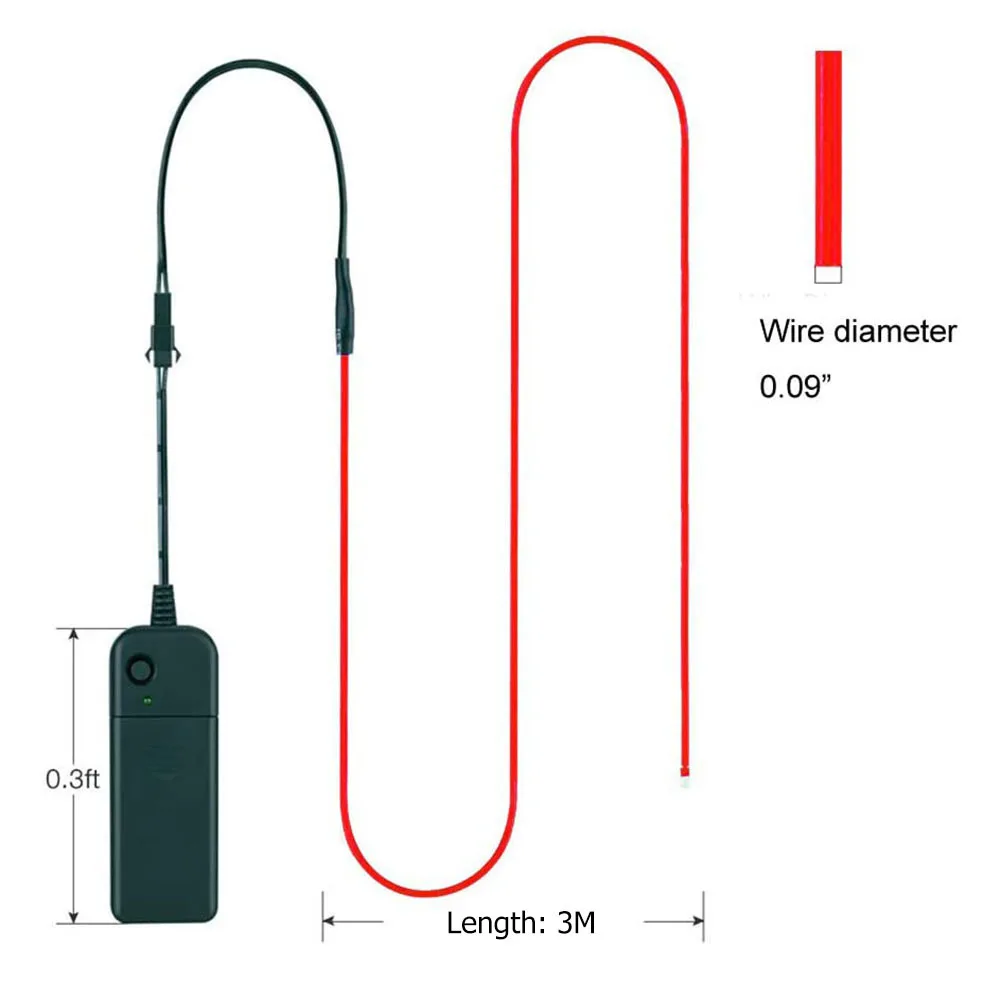 3M EL Wire Neon LED Strip Light AA Battery Powered DIY Lights Tube Rope For Halloween Christmas Festival Party Car Decoration