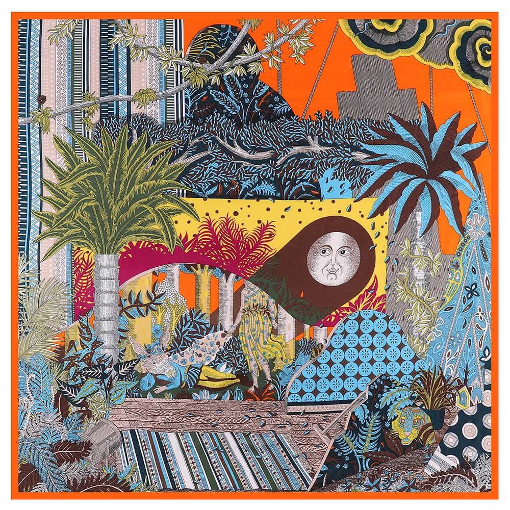 العلامة التجارية الفاخرة وشاح 130 سنتيمتر باندانا إنكانتو أميتي حك 100% وشاح حريري المرأة أوشحة مربعة منديل للسيدات شال أنيق