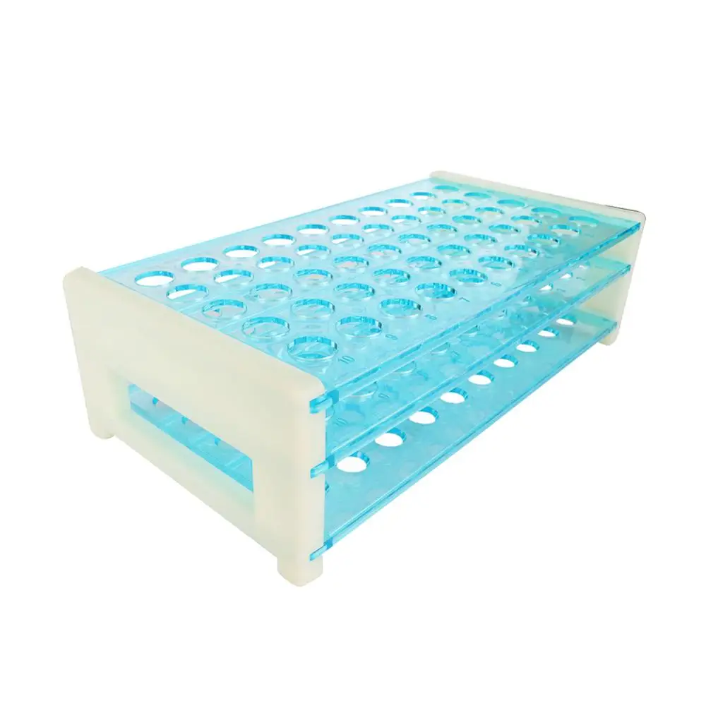 Plastic Test Tube Stand Bracket for 13mm Diameter 50 Holes Positions Plastic Three Deck Test Tube Stand Rack 1 Pc