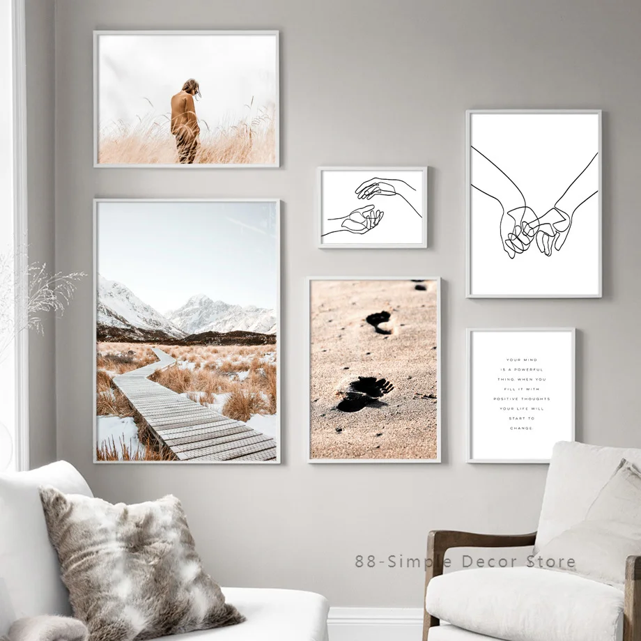 

Abstract Footprints Snow Quotes Wall Art Print Canvas Painting Nordic Canvas Posters And Prints Room Decoration Pictures