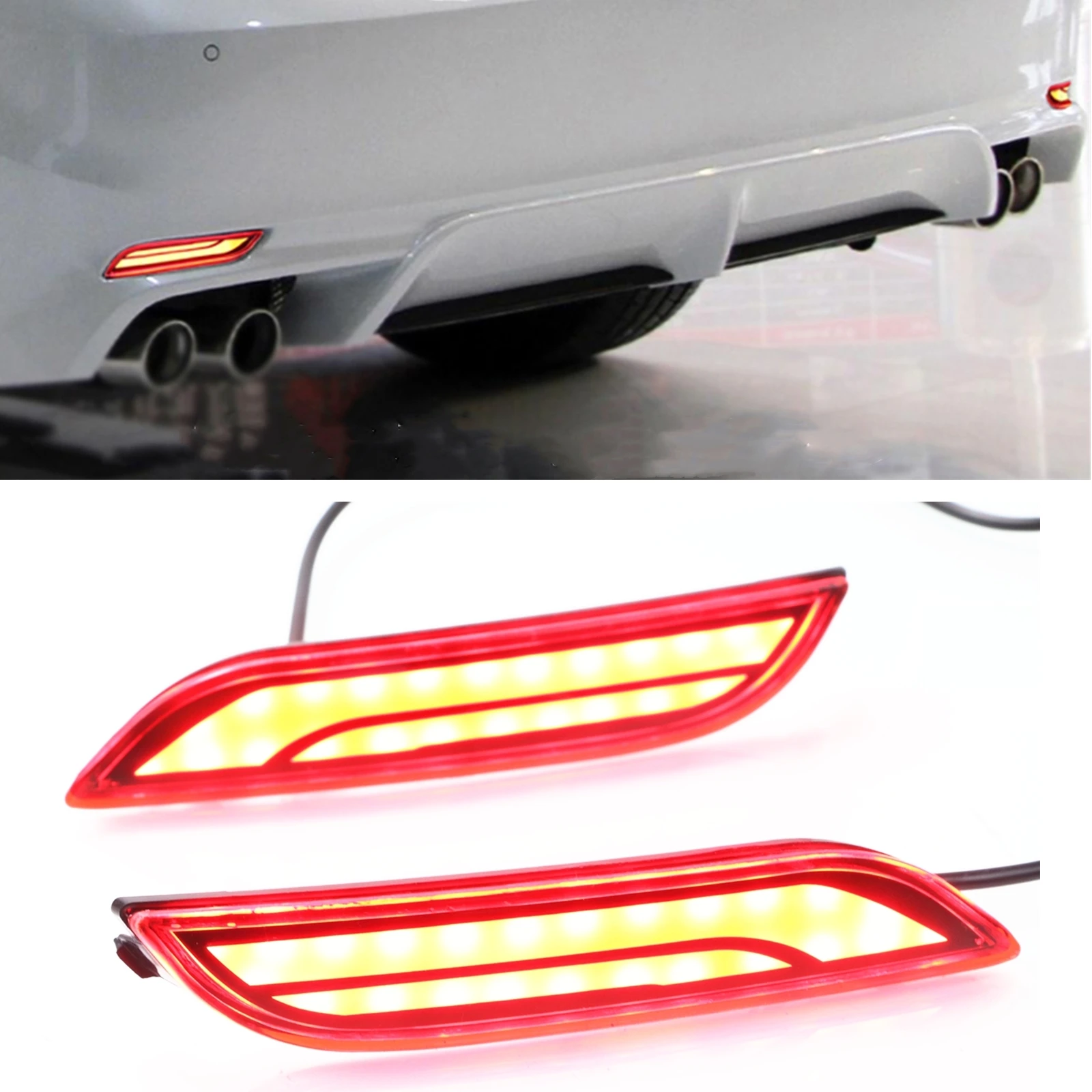 

For Toyota Camry 2017-2022 LED Rear Bumper Reflector DRL Brake Stop Light Tail Turn Signal Indicator Reflective Fog Lamp Bulb