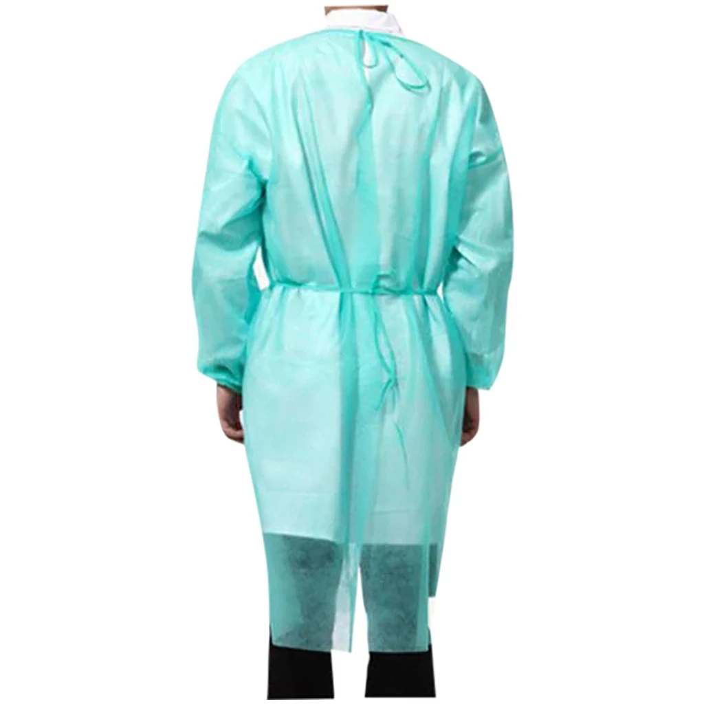 Unisex Disposable Protective Isolation Clothing Anti-spitting Waterproof Anti-oil Stain Nursing Gown Anti-fog Nursing Suit 10pcs