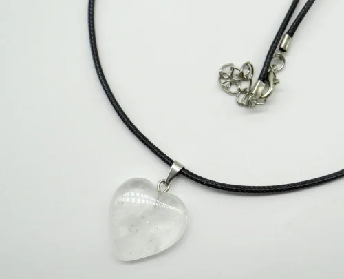 20mm Natural Stone Crystal Quartz Opal lapis Turquoises heart Pendant Leather Chains Necklace Women Fashion Jewelry 1PC