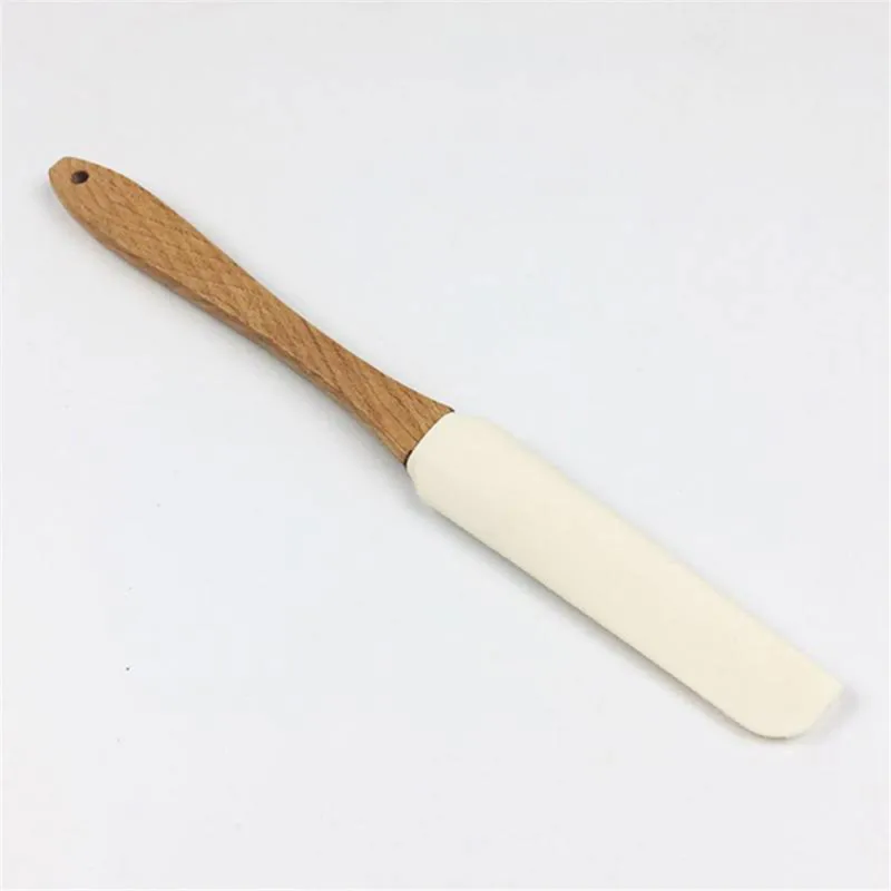 Scraper Durable Wood Handle Utensil Spatula Cream Butter Removable Silicone