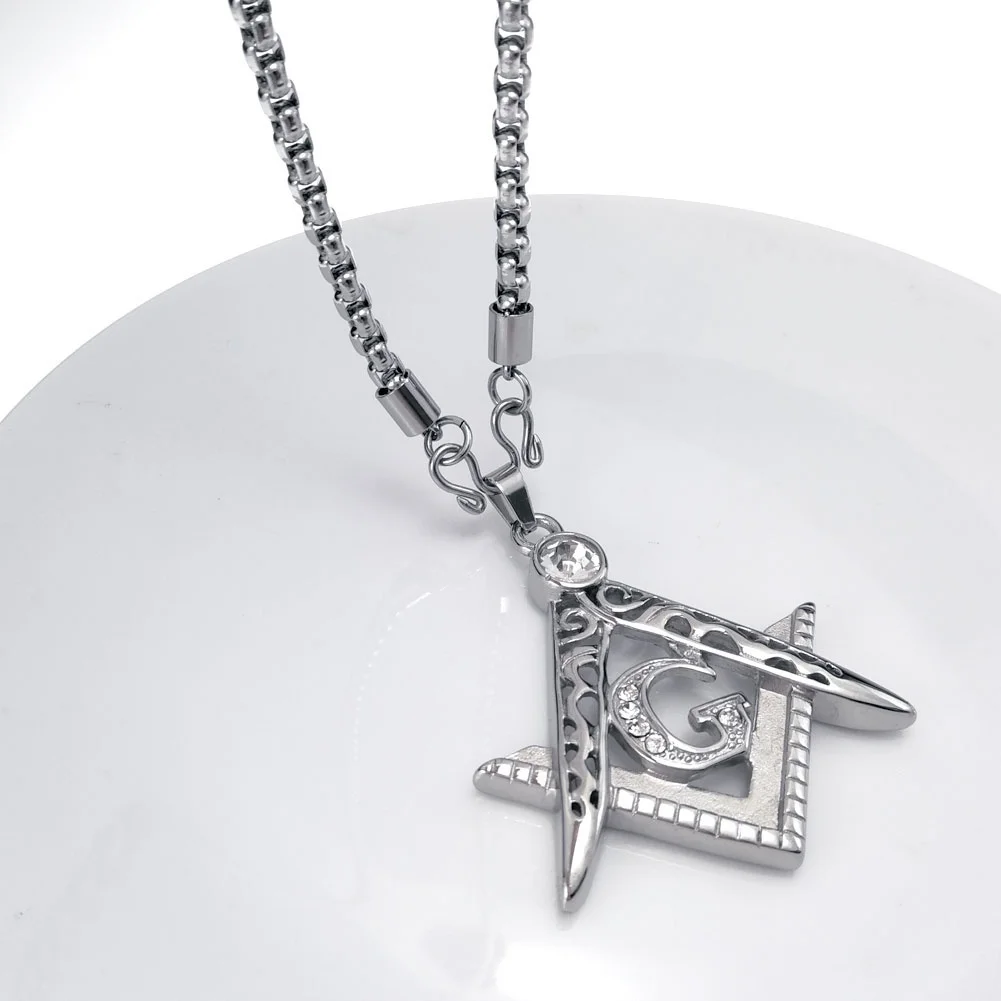 

Men women stainless steel Freemasonry Masonic Mason Pendant Necklace