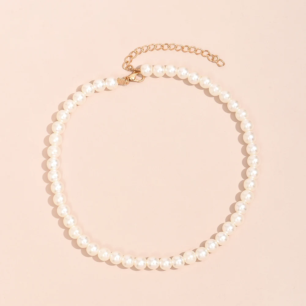 Ywzixln 2021 Trend Elegante Sieraden Bruiloft Grote Parel Ketting Voor Vrouwen Mode Witte Imitatie Parel Choker Ketting N0179