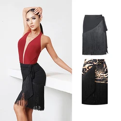 Latin Dance Skirt Leopard Print Irregular Skirts Tango Salsa Cha Cha Rumba Samba Clothing Female Adult Practice Wear DNV15015