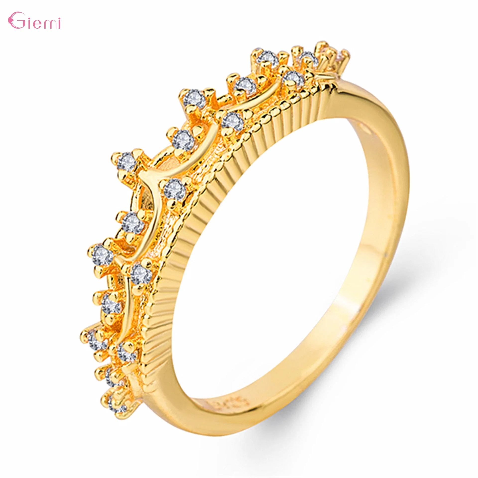 Cute Trendy Crown Zircon Ring Fashion 925 Sterling Silver Wedding Engagement Rings For Women Jewelry Supplies