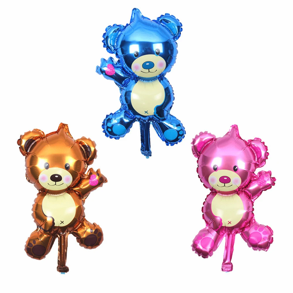 

3Pcs Mini Teddy Bear Blue/Pink/Coffee Aluminium Foil Balloon Children's Toys 100days Birthday Party Toy Wedding Gift Decoration