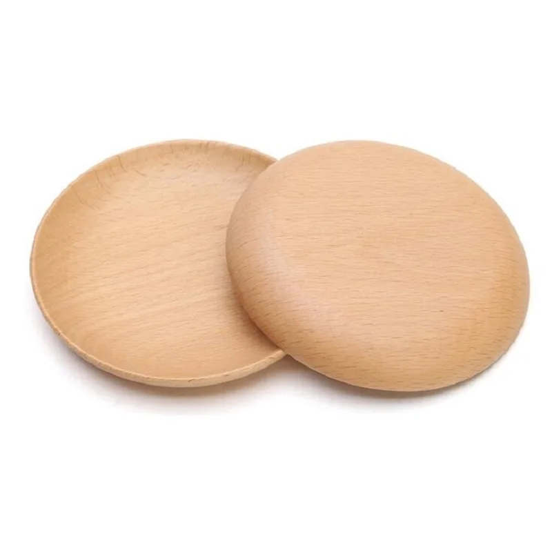 12cm 15cm Round Wooden Plate Child Dessert Plate Afternoon Tea Coffee Dish