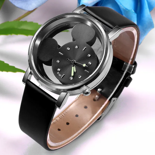 Fashion Cute Ladies Girls Watches Women Hollow Watches Red Leather Band Quartz Wristwatches WomenClearance Sale Dropshipping