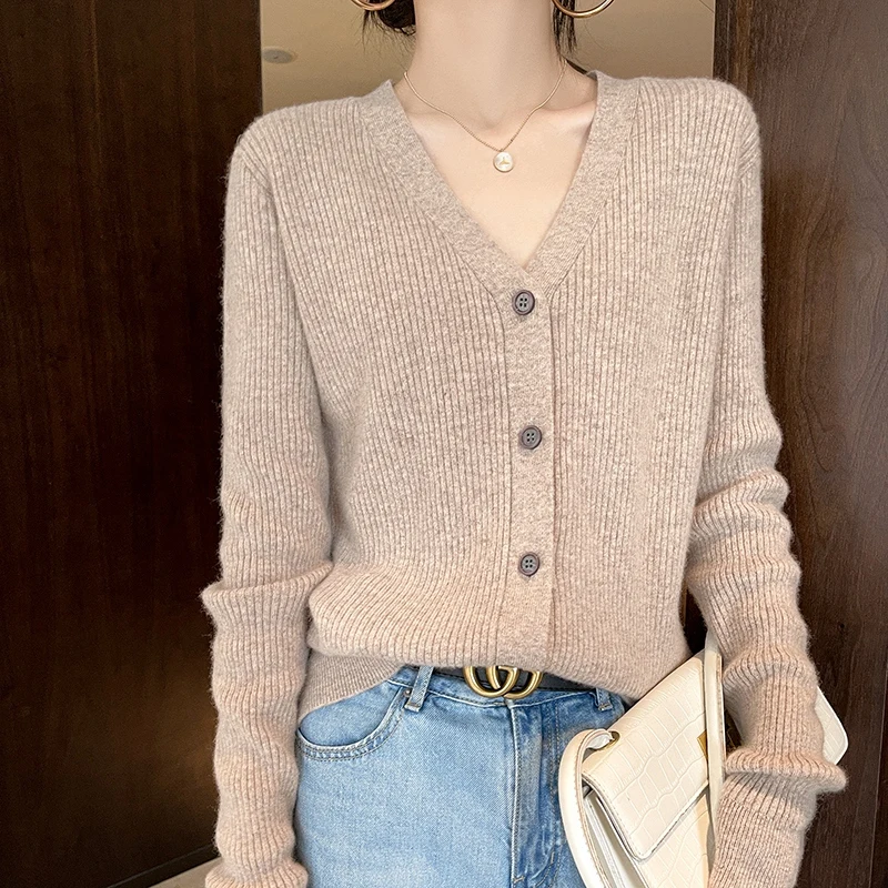 Sweater Cardigan Women Autumn Winter New V Neck  Single Breasted Loose Short Thicken Sweater Sweet Long Sleeve Knitting Top