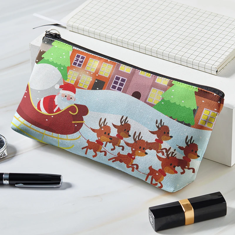 Ladies Cute Christmas Theme Printed Cosmetic Bag Necessaries for Women\'s Portable Makeup Organizer Cosmetic Bag For Makeup