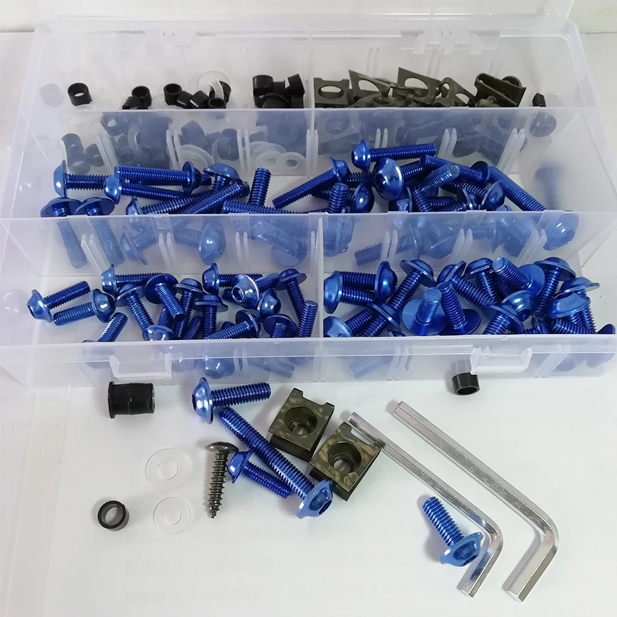 

177PCS Motorcycle Body Fairing Fastener Bolts Kit Aluminum Bodywork Fastener Clips Screws Spring Nuts