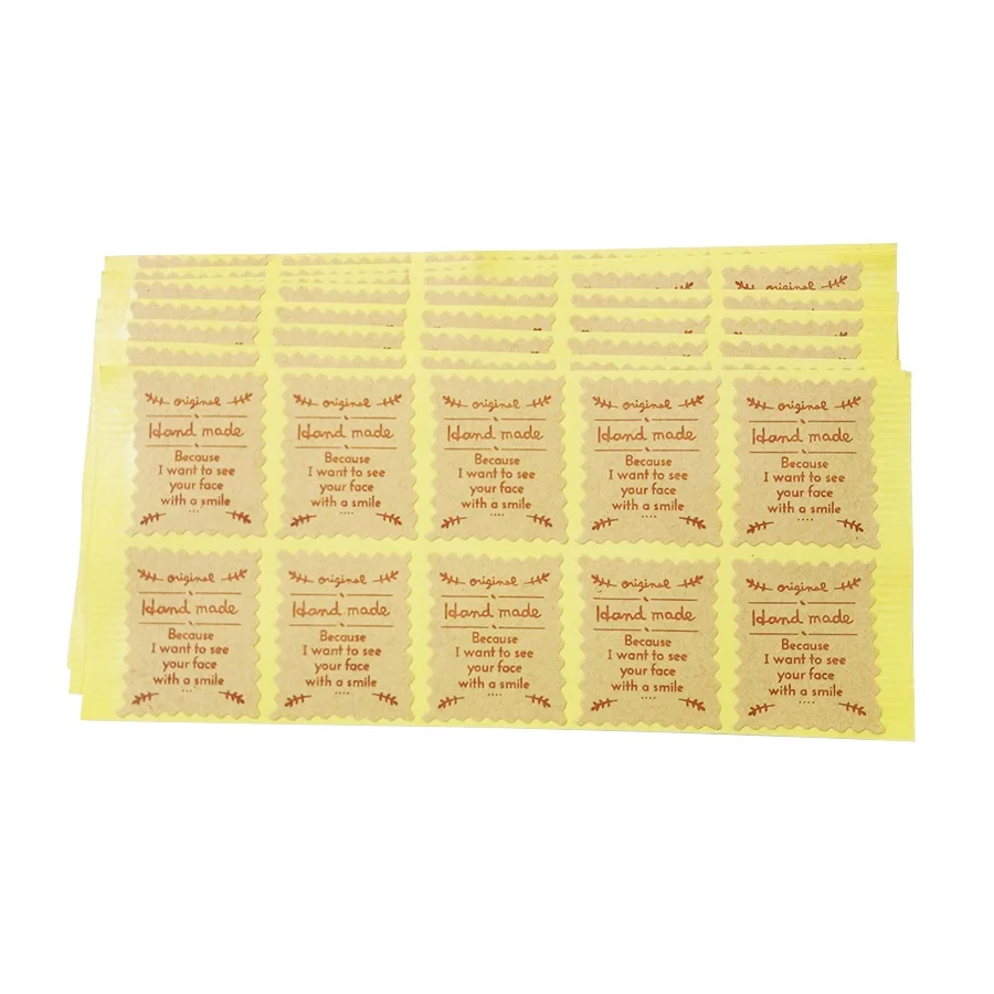 100 Pcs/lot classic Stamp Shape Kraft Paper Stickers Label Sticker DIY Hand Made For Gift Cake Baking Sealing Sticker