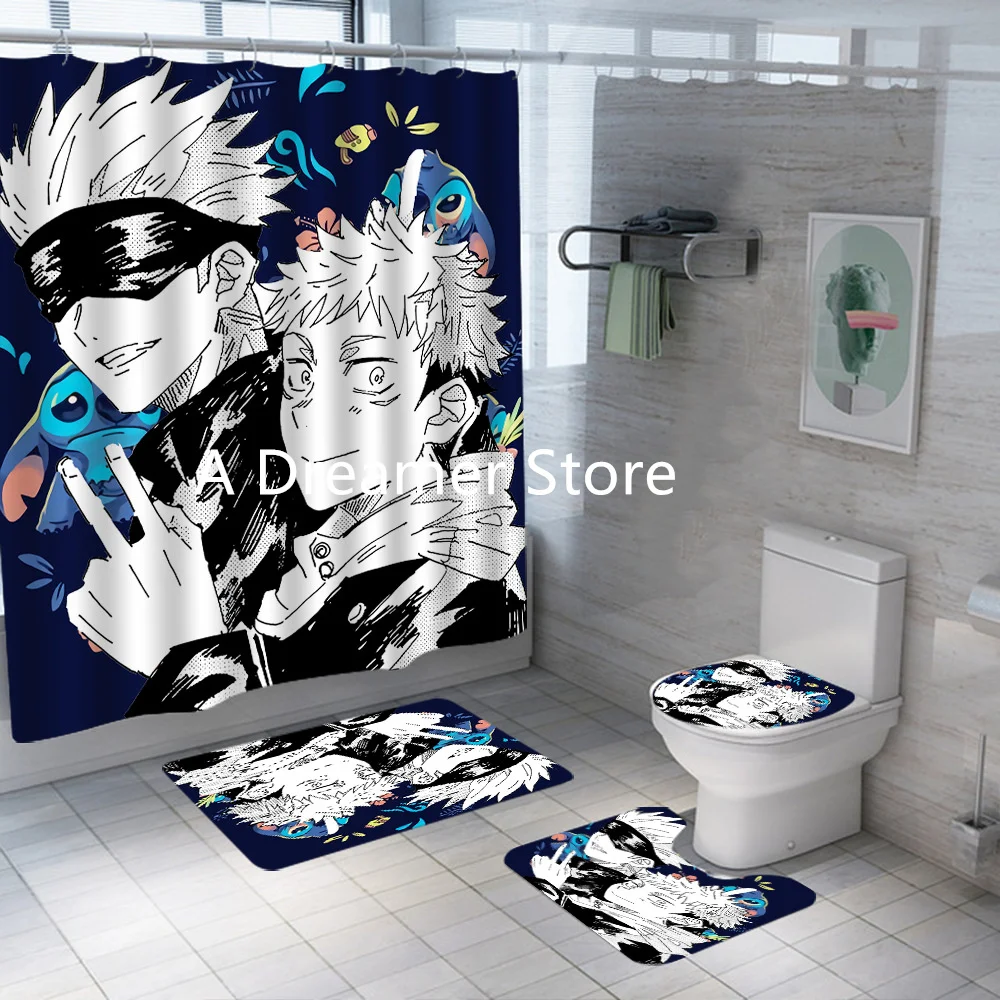 Custom Anime Jujutsu Kaisen Shower Curtain Bath Curtain Set Fashion Bathroom Curtain Cartoon Home Decor Dropshipping